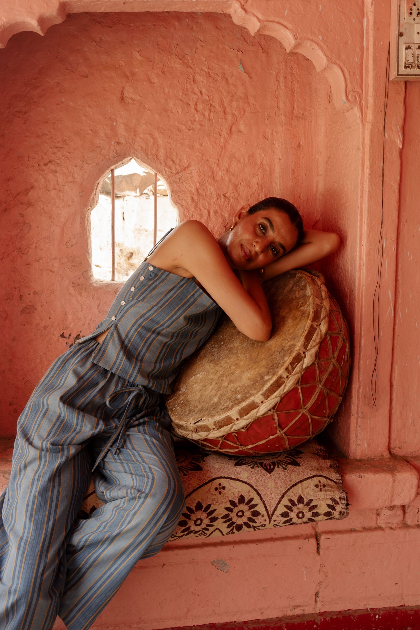 Razia Pants | Handloom Indigo Blue Stripe