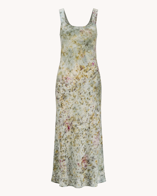 Chami Dress | Blue Eco Print Silk