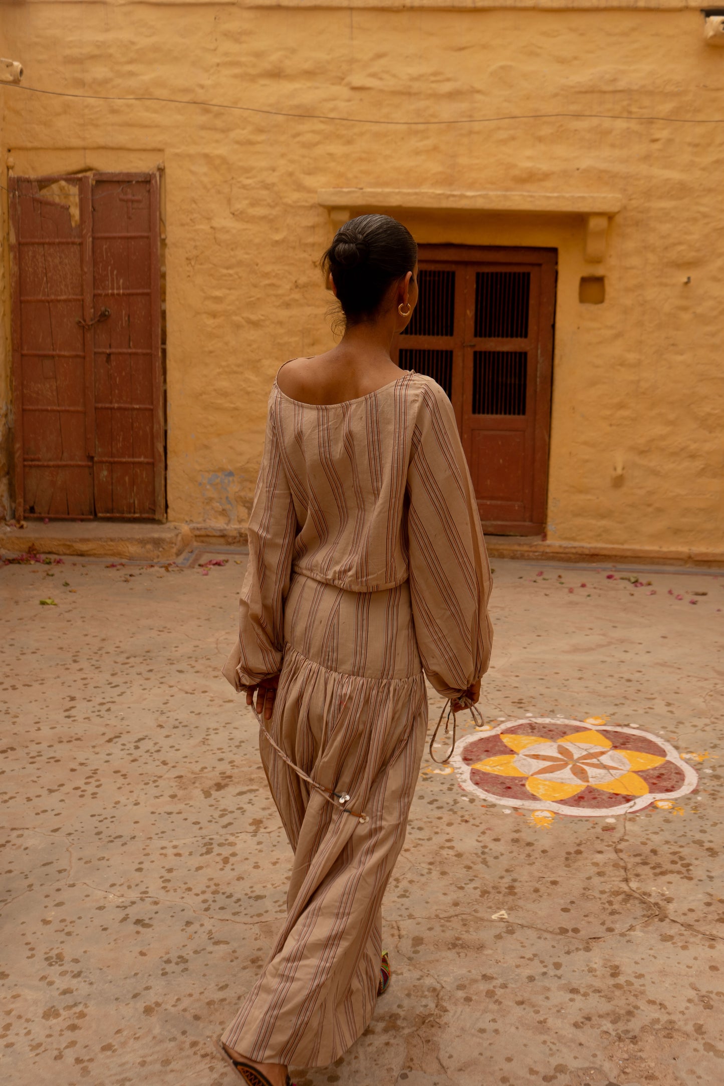 Sadori Blouse | Handloom Beige Check