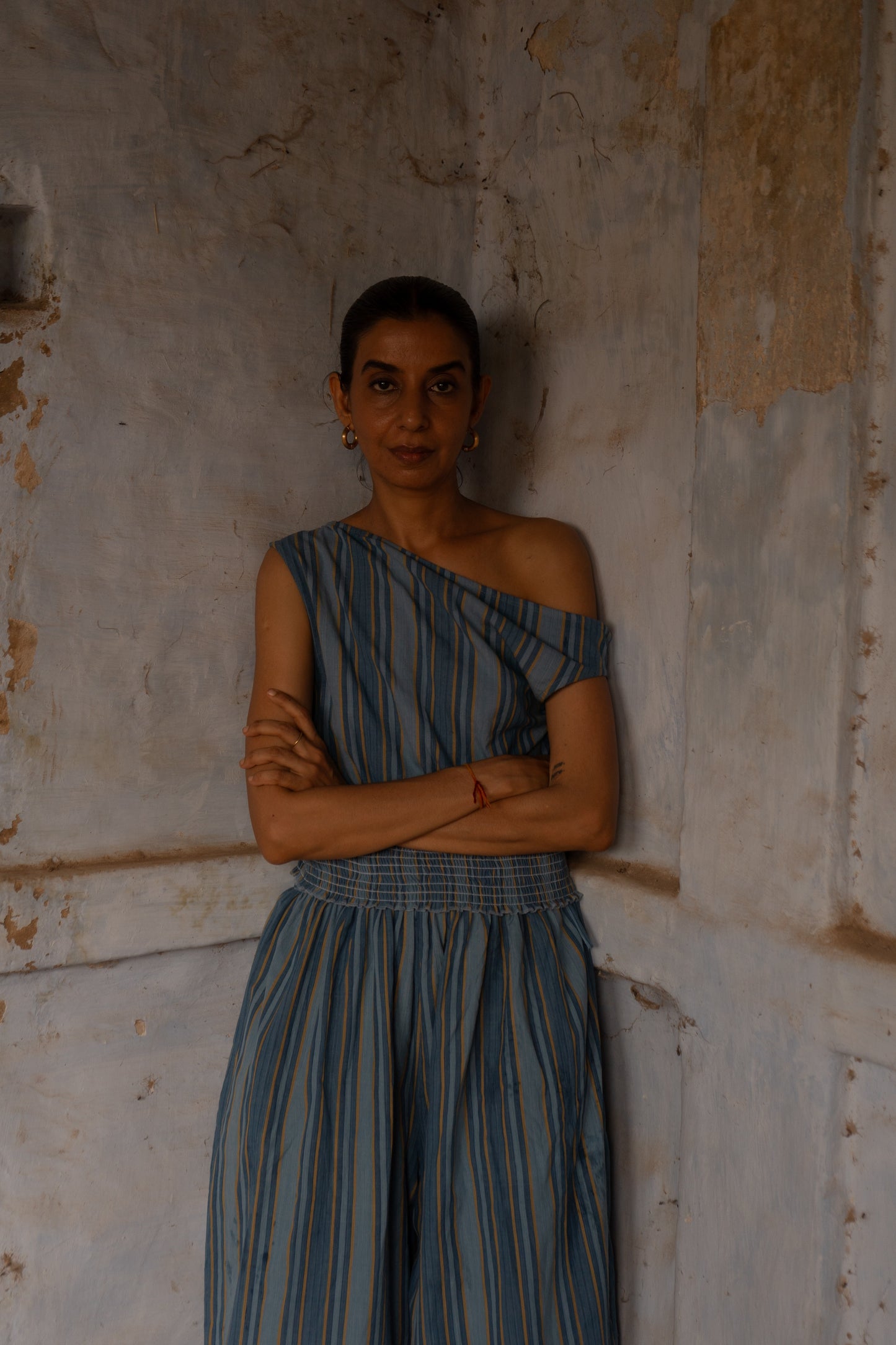 Nasibi Top | Handloom Indigo Stripe