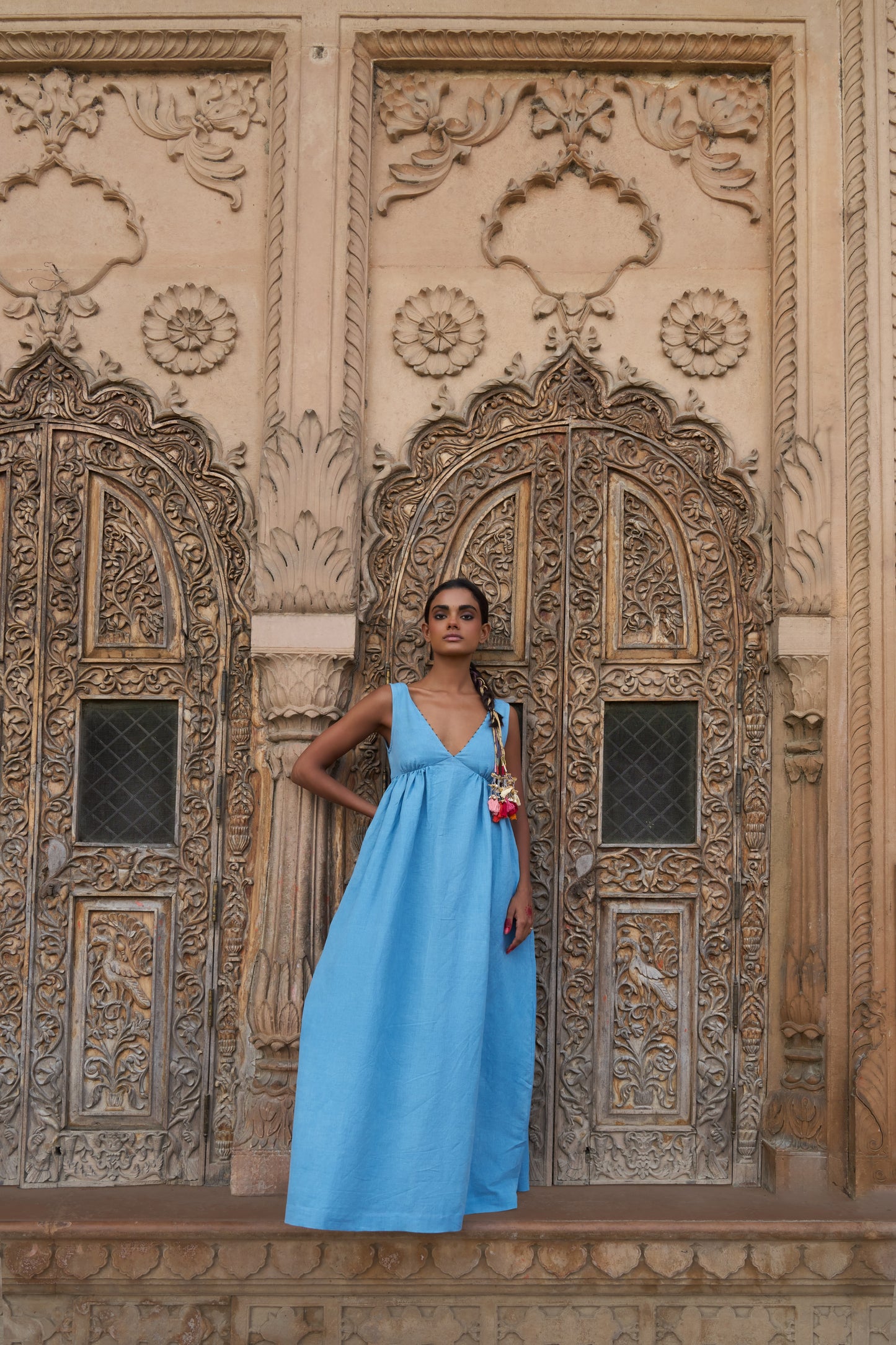 Pushpa Dress | Indigo Handloom Cotton Linen