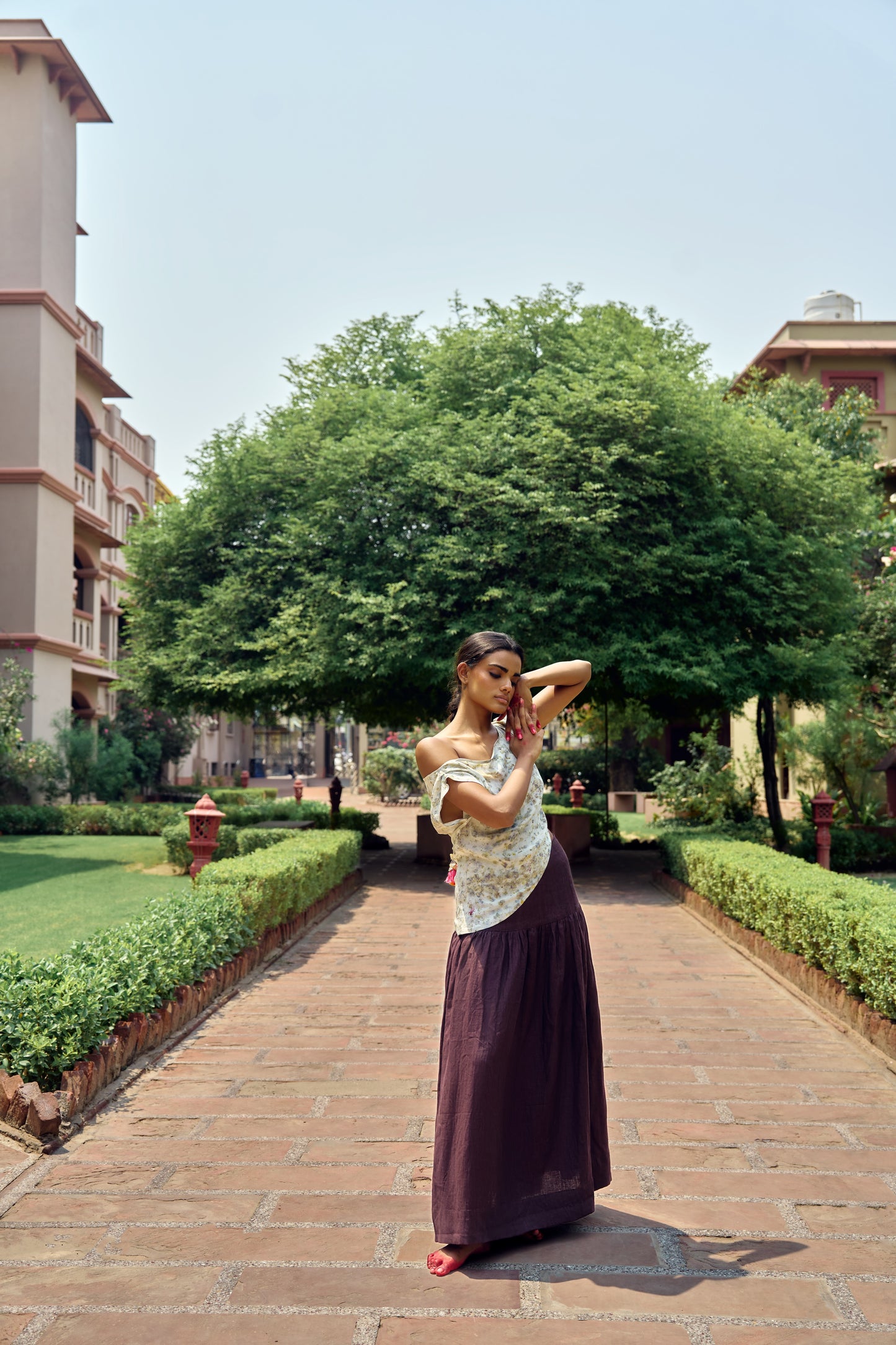 Suman Skirt | Aubergine Linen