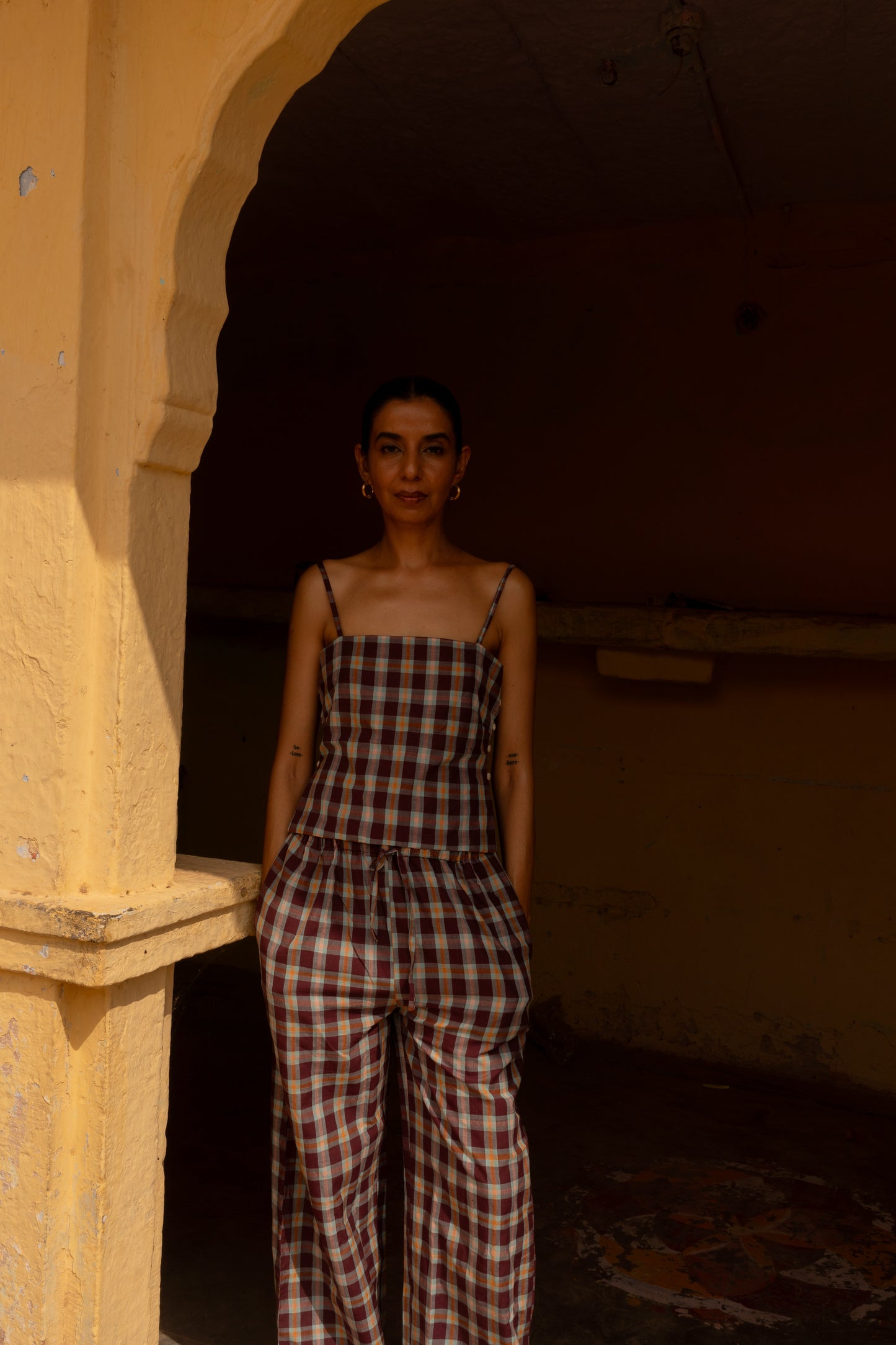 Shabnam Top | Handloom Plum Check