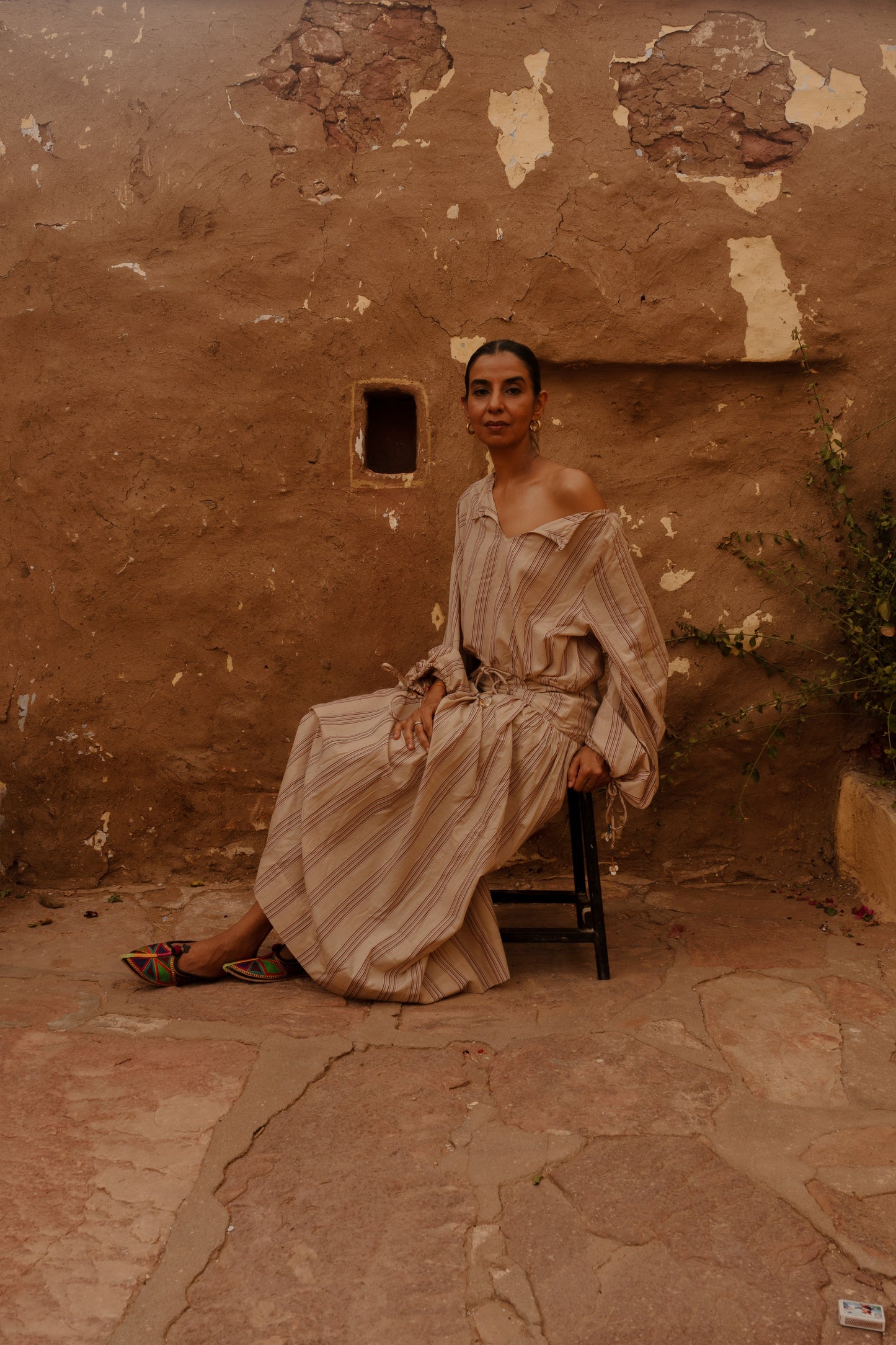 Sadori Blouse | Handloom Beige Check