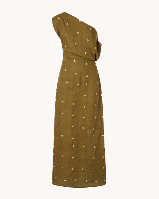 Lalita Dress | Green Bandhani Silk