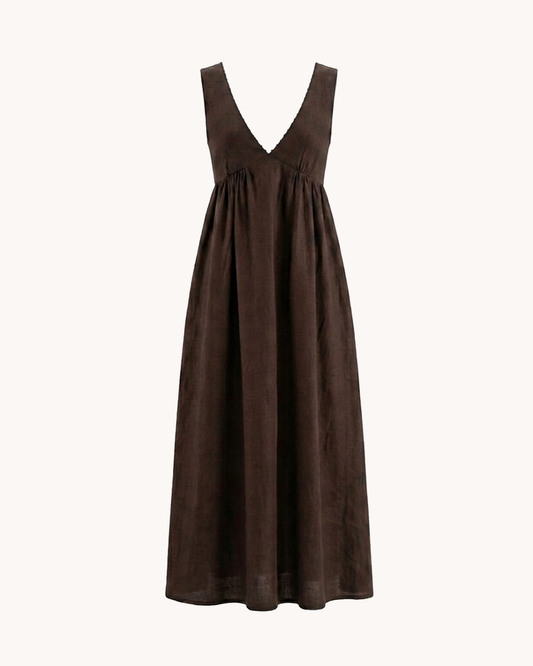 Pushpa Dress | Aubergine Linen