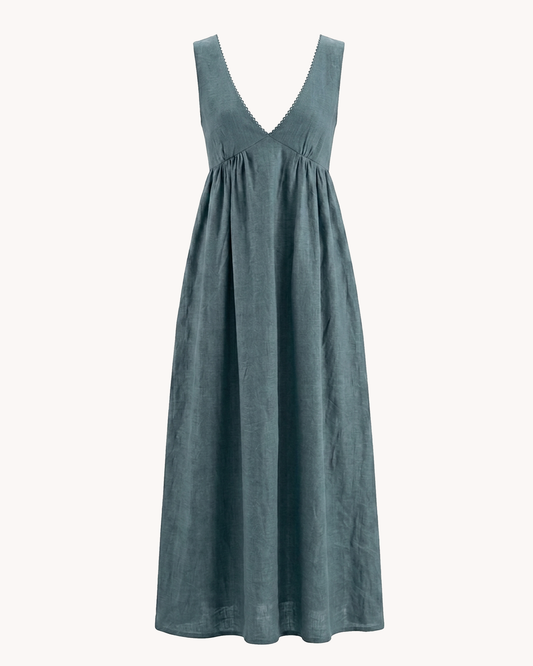 Pushpa Dress | Indigo Handloom Cotton Linen