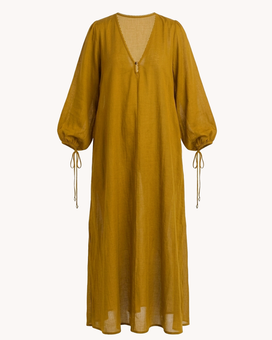 Roshni Dress | Mustard Cotton