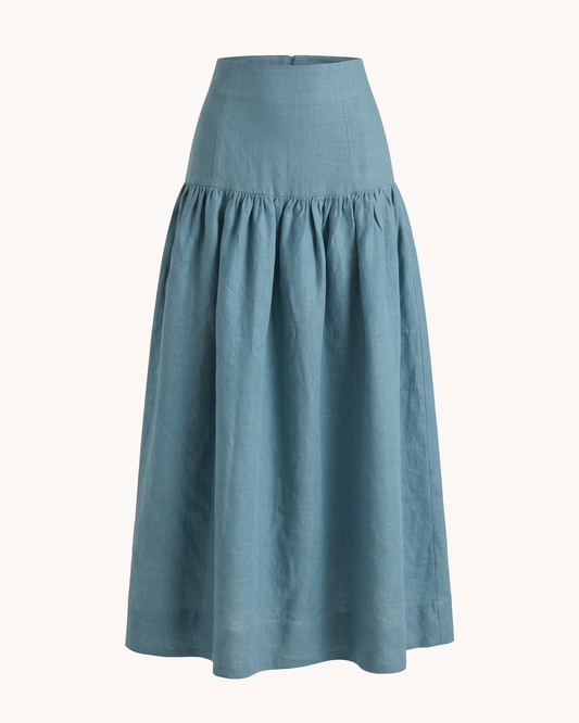 Suman Skirt | Handloom Indigo Cotton Linen